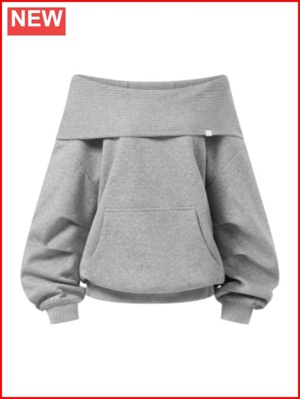 Off the Shoulder Hooded Sweatshirt Oversized Lantern Sleeve Pullover